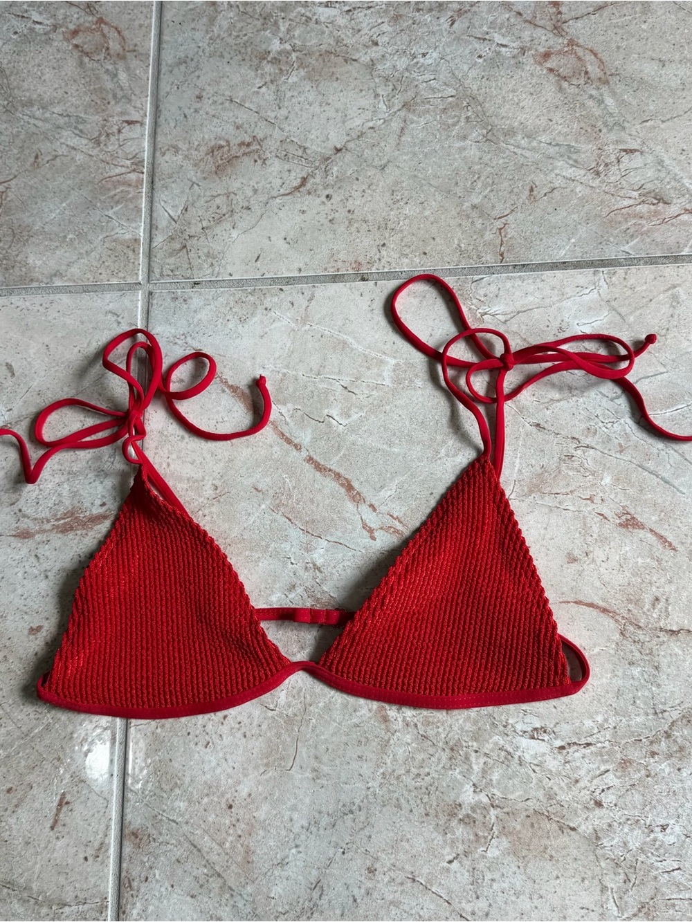 Frankie's Bikinis Red Knit Triangle Bandeau Top